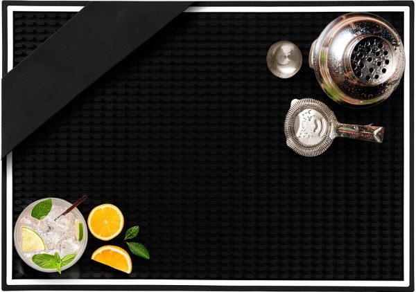 Black Rubber Bar Mat for Coffee and Cocktail Lovers-0